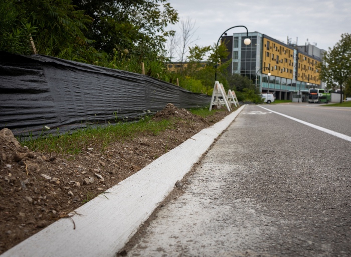 New slanted curb on Gzowski Way.