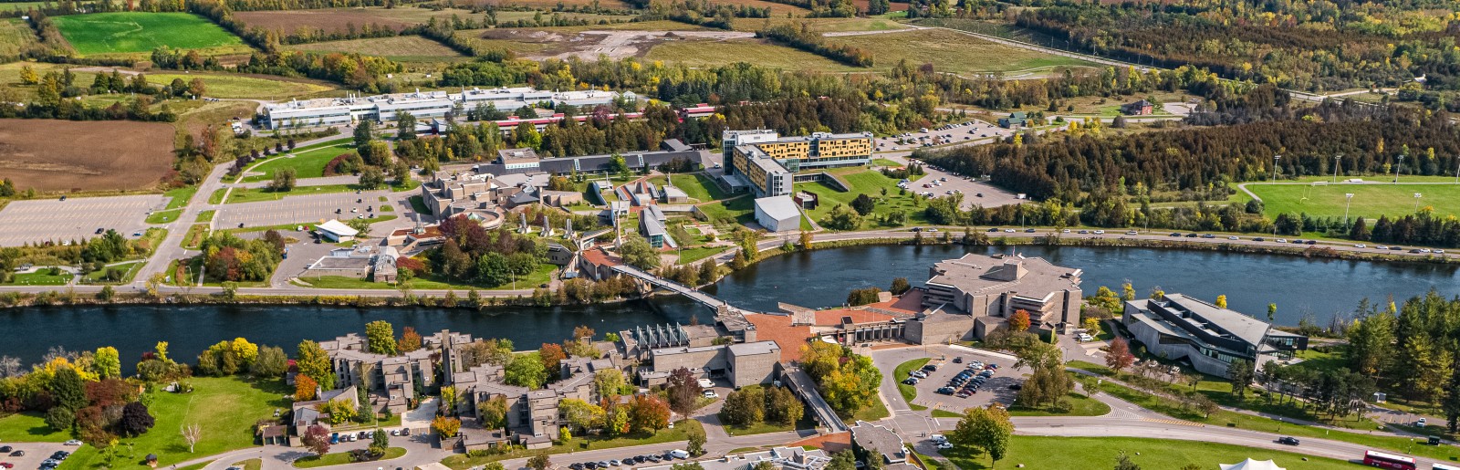 An aerial view of the Symons campus